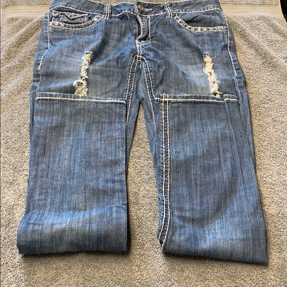 Monica’s distressed size 13 blue jeans - Picture 1 of 6